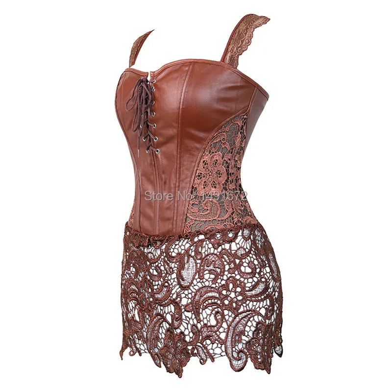 Women Lace Burlesque Steampunk Corset Dress Waist Gothic Bustier