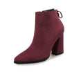 Block heel women Boots Winter short plush insole Flock ankle boots for woman