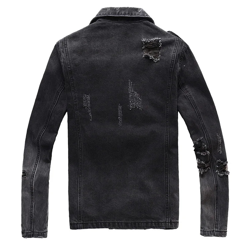 Men's zippers black denim jean biker jacket for motorcycle coat