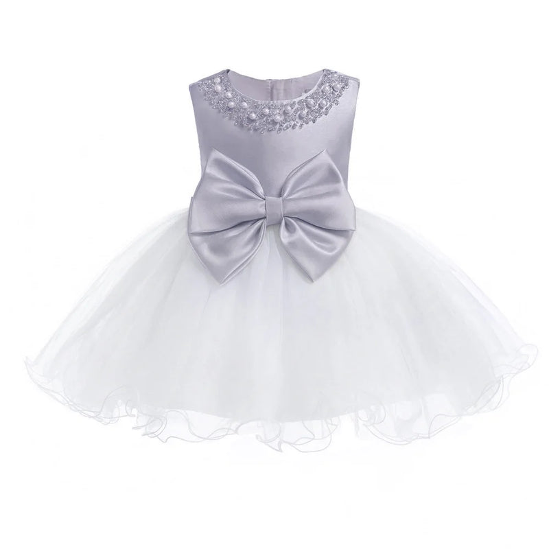 Baby Girl Wedding Ball Gown Dress Girls Princess Party Bow Dress Toddler Kids Baptism 1st Birthday Clothes