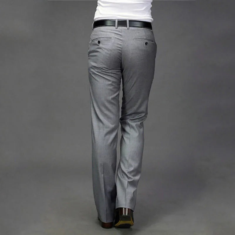 Micro horn trousers Male Straight wide leg Suit pants British Casual Men Men's trousers