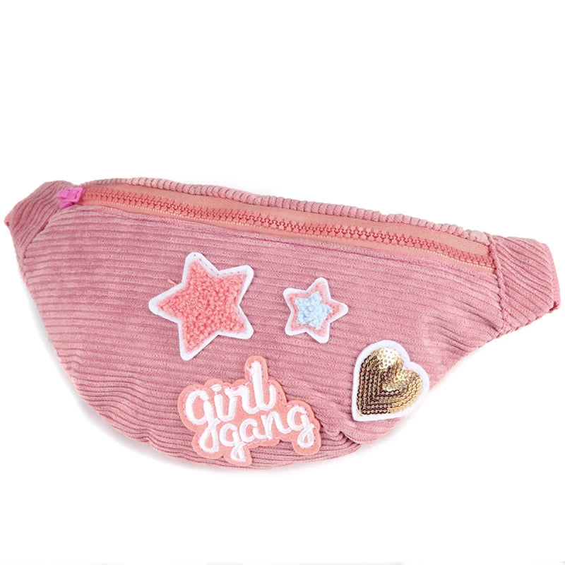 Women Waist Bag Pink Patchwork Chest Bag Girls Fanny Pack Sweet Star Waist Pack