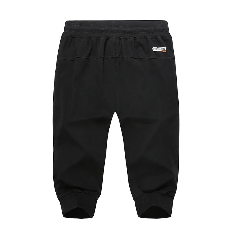 Men's Length Pants Solid Casual Stretch Cropped Pants Men Jogging Pants