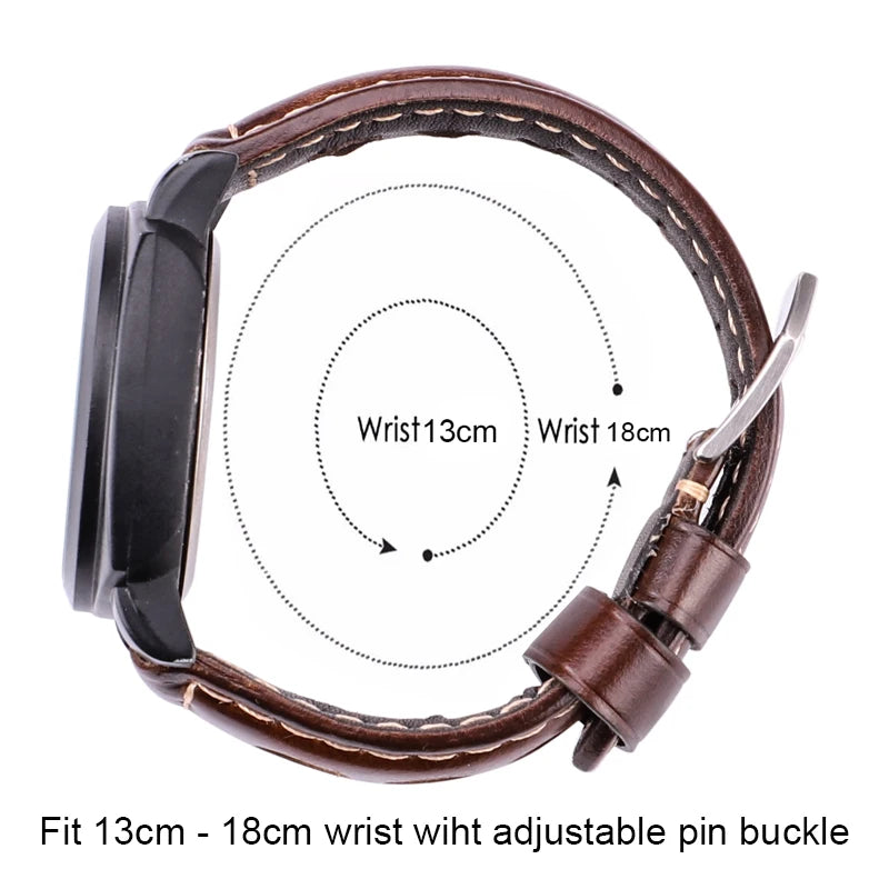 Leather Watchbands Dark Brown Women Men Watch Band Strap Belt With Black Pin Buckle