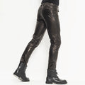 Men Leather Pants Moto&Biker Punk Rock Pants Slick Smooth Leather Trousers