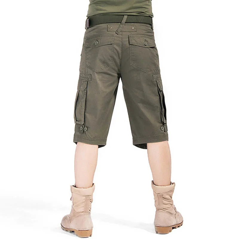 Men Military Cargo Shorts Army Green Causal Tactical Baggy Shorts Beach Board Trousers