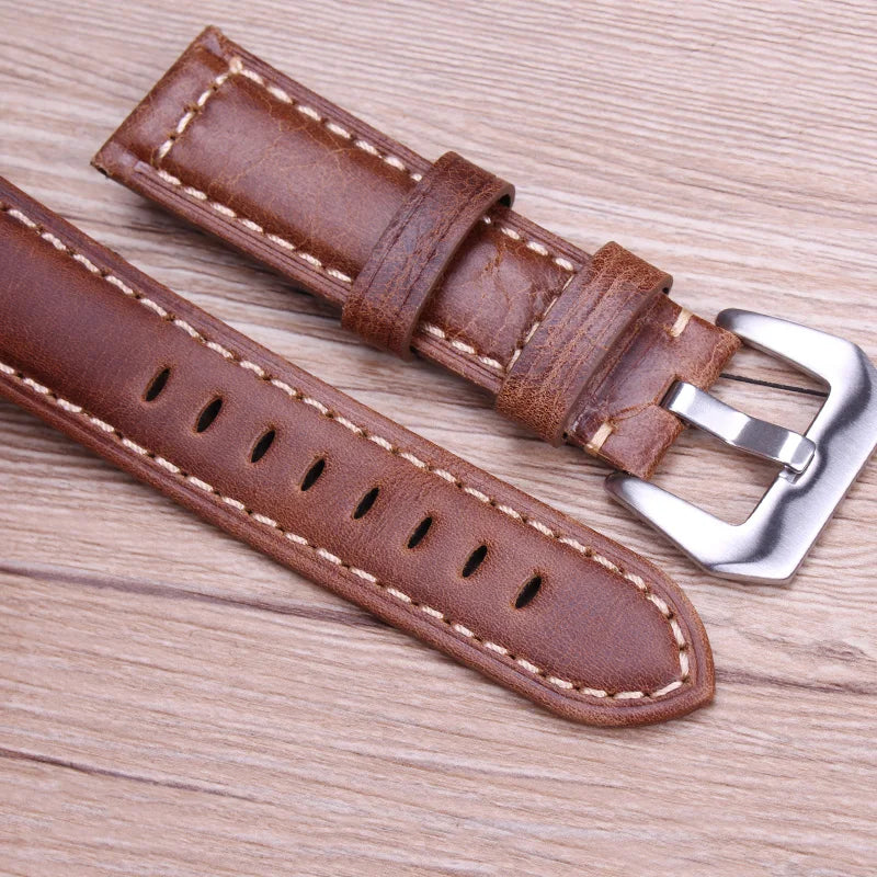 Watchbands Retro Genuine Leather Brown Men Soft Watch Band Strap Metal Pin Buckle