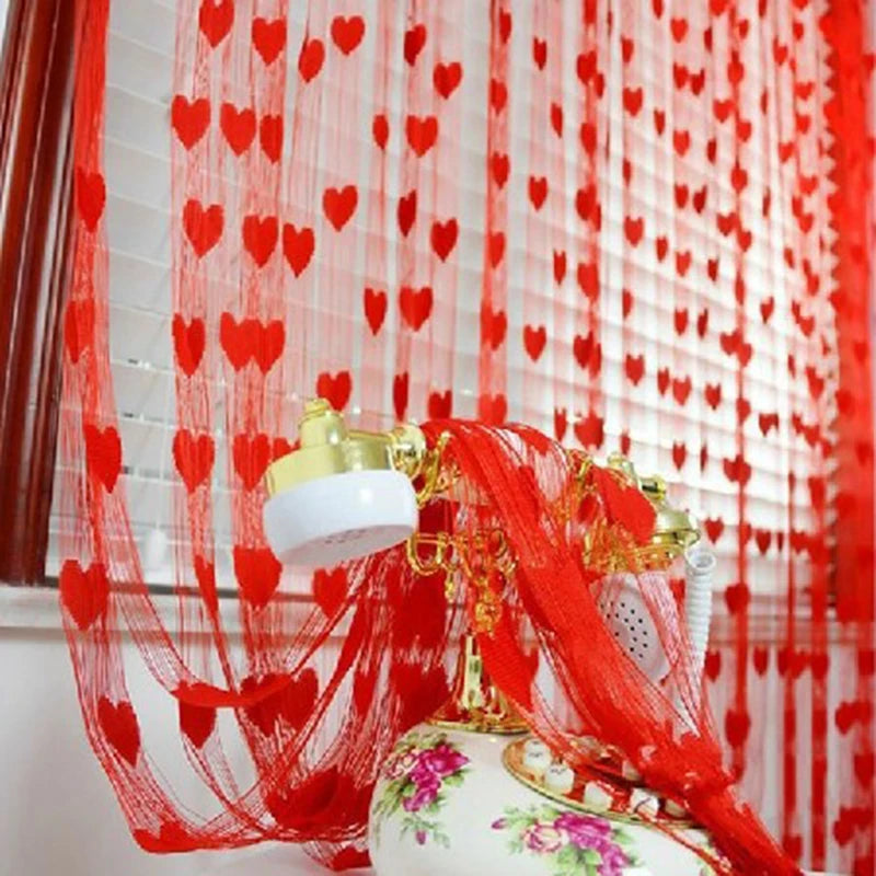 100x200cm Heart Pattern Curtain for Living Room Bedroom Door Window Valances Scarf Wedding DIY Home Decoration