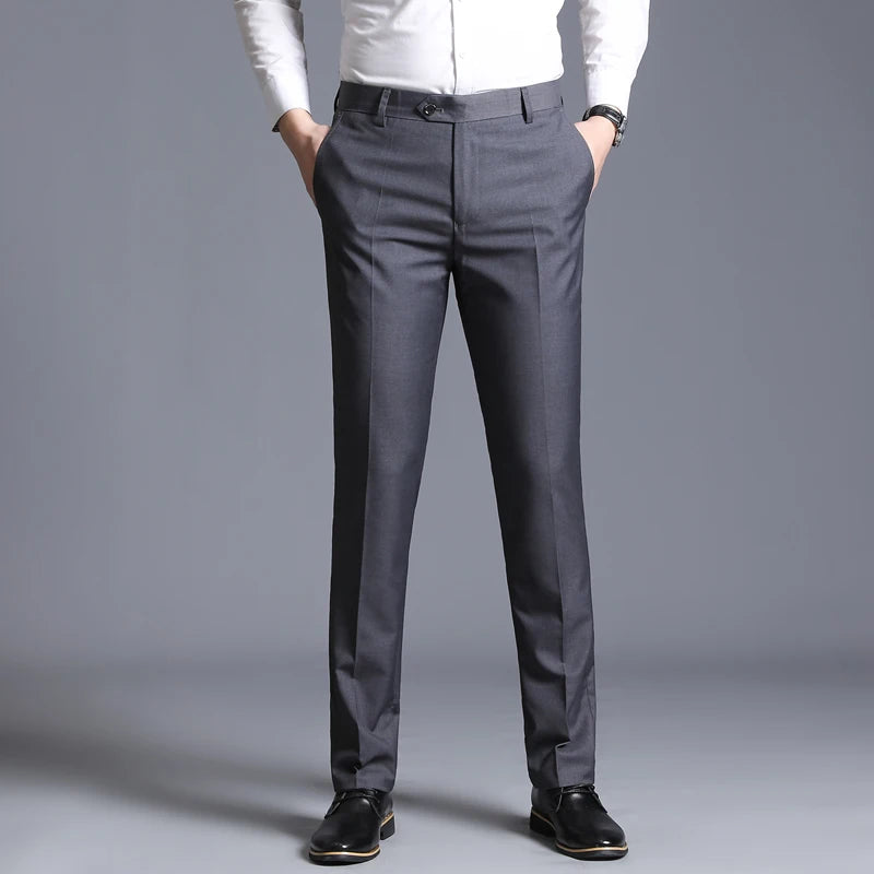 Boutique Solid Mens Casual Business Suit Pants Male Thin Trousers Groom Wedding Dress Ball Formal Suit Pants