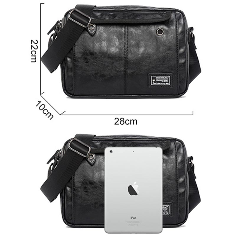 Men Leather Messenger Bag Male Leather Crossbody Travel Bag Leisure Shoulder Bags Crossbody Shoulder Bag Black Handbag