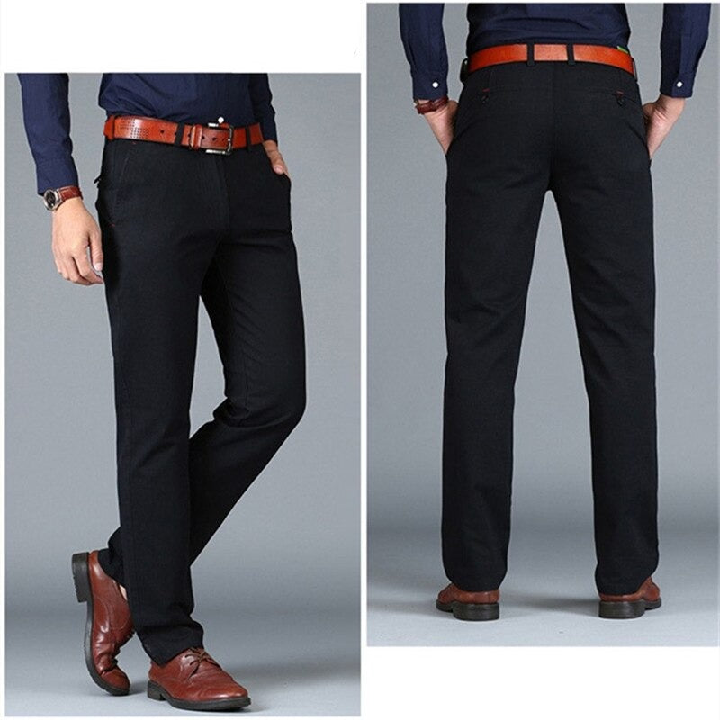 Summer Thin Men trousers Casual Pants Cotton Straight Fit Trousers Men Black Pants