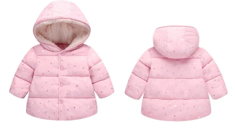 Winter Jacket for Girls Children Winter Outerwear Girl Coat Kids Warm Thick Hooded Star Down Coats For Teenage Snowsuits