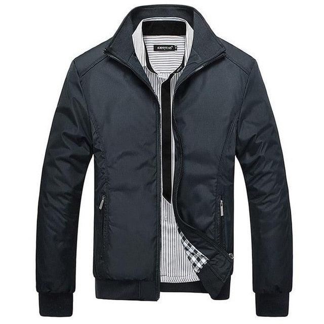 Spring Autumn Casual Mens Jackets Clothing Stand Collar Bomber Jacket Male Outerwear