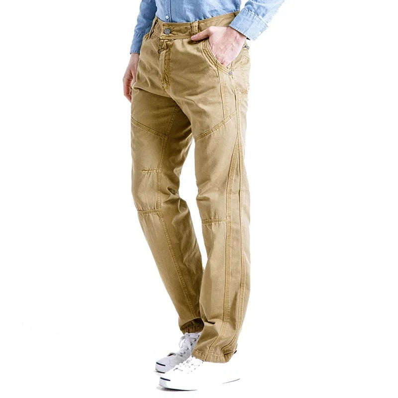 Men Casual Cotton Cargo Pants Overalls Trousers Workwear