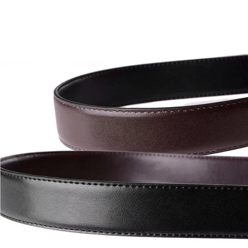 Luxury Gold Reversible Men Waist Belts Real Leather Solid Brass Men's Belt