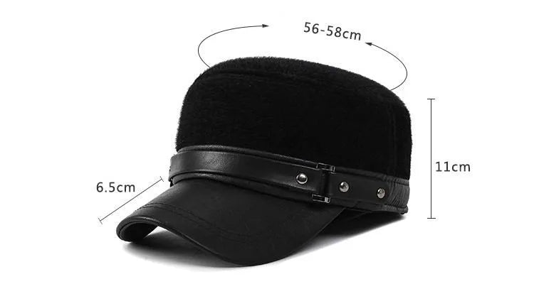 Fur Male Hat Warm Winter Baseball Cap Fur Windproof Ear Protection Warm Hat Man Thermal