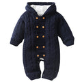 Infant Baby Rompers Winter Clothes Baby Boy Girl Knitted Sweater Jumpsuit Hooded Kid Toddler Outerwear