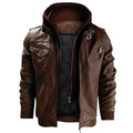 Motorcycle Leather Jacket Men Windbreaker Hooded Jacket Male Outwear Faux Leather Men Jackets Euro