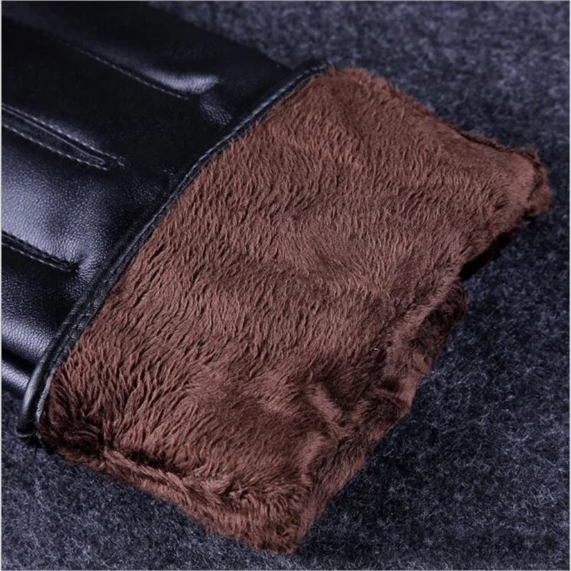 Mens mittens Warm Leather Male Winter Gloves Super Driving Waterproof Men Black