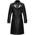 Winter Spring Jackets Man Slim Trench Coats Mens Single Breasted Leather Coats Fleece Lining