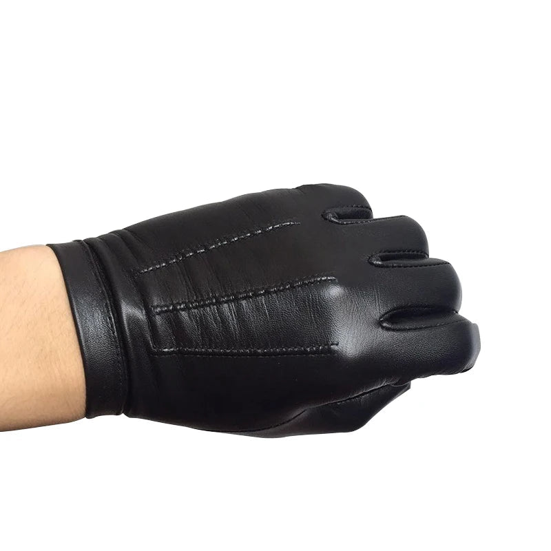 Wrist Button One Whole Piece of Leather Gloves