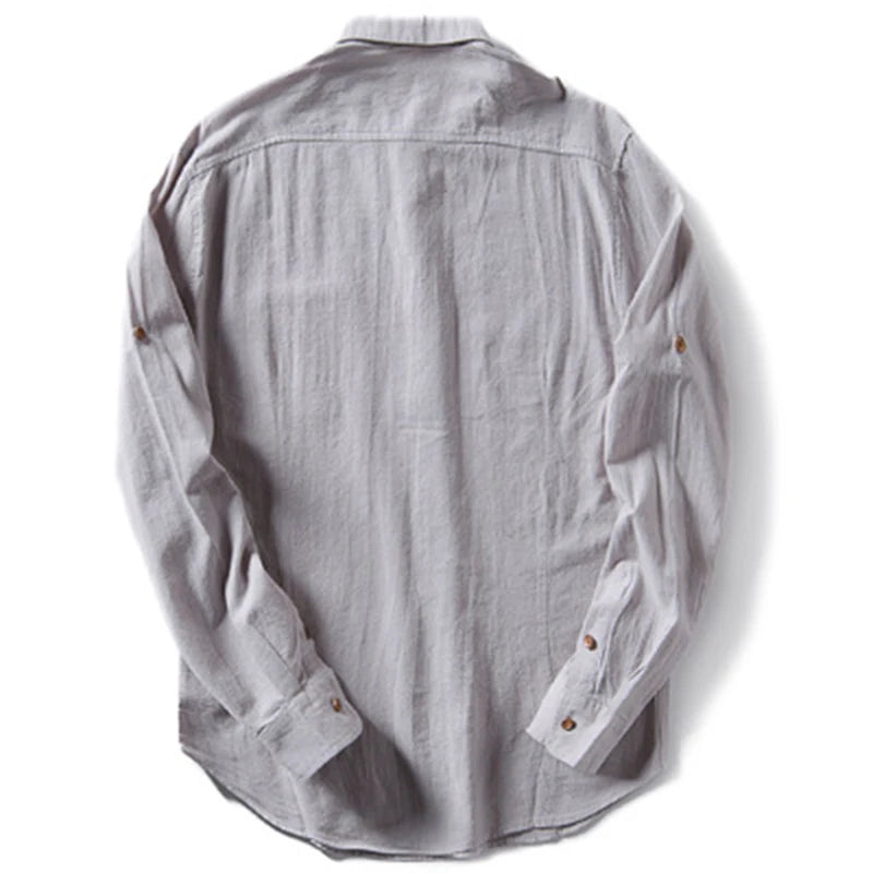 Causal Men Shirts Long Sleeves Male Linen Shirts