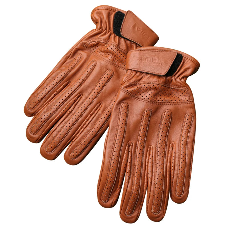 Motorcycle Gloves Male Fingers Touchscreen Men Leather Gloves Anti-Skid Off-Road Driving Breathable Sheepskin Gloves