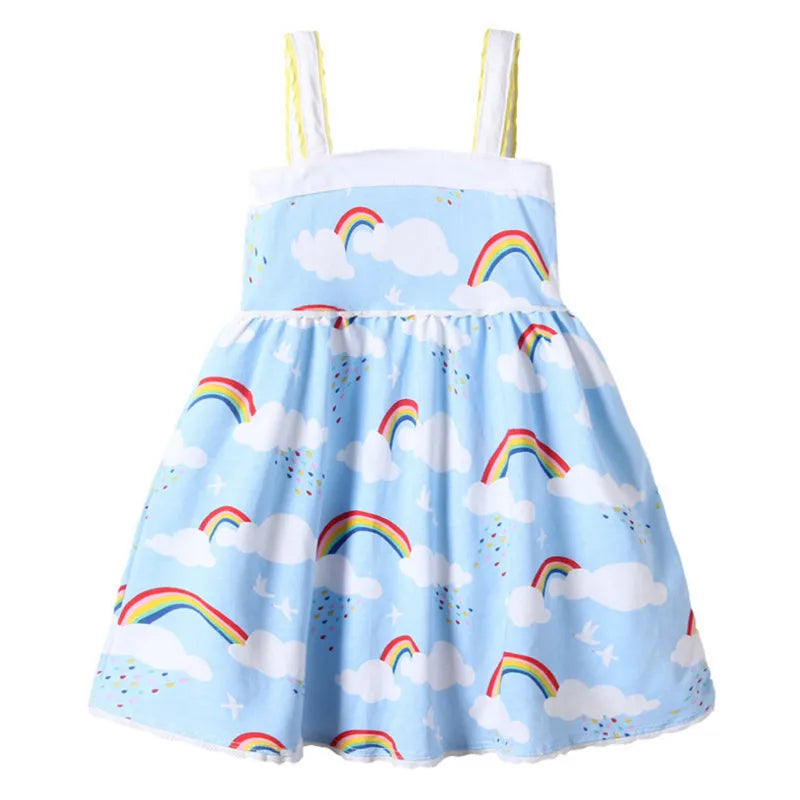 Sling kids girls dresses Rainbow Cloud Summer Baby Girls Sleeveless Dress Cotton Children Clothing Fashion frock