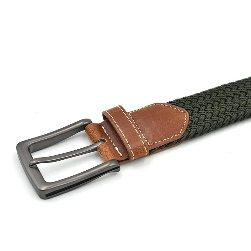 Men Woven Braided Fabric Comfort Stretch Casual Belts