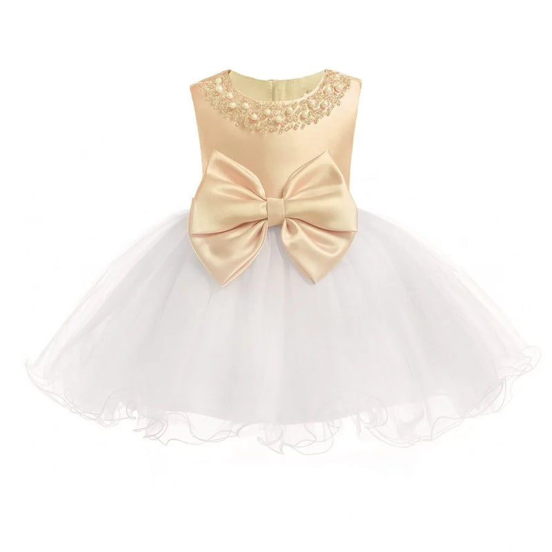 Baby Girl Wedding Ball Gown Dress Girls Princess Party Bow Dress Toddler Kids Baptism 1st Birthday Clothes