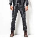 Men Leather Pant Biker Pants Motorcycle Punk Rock Pants man classic pocket leather pants leather trousers