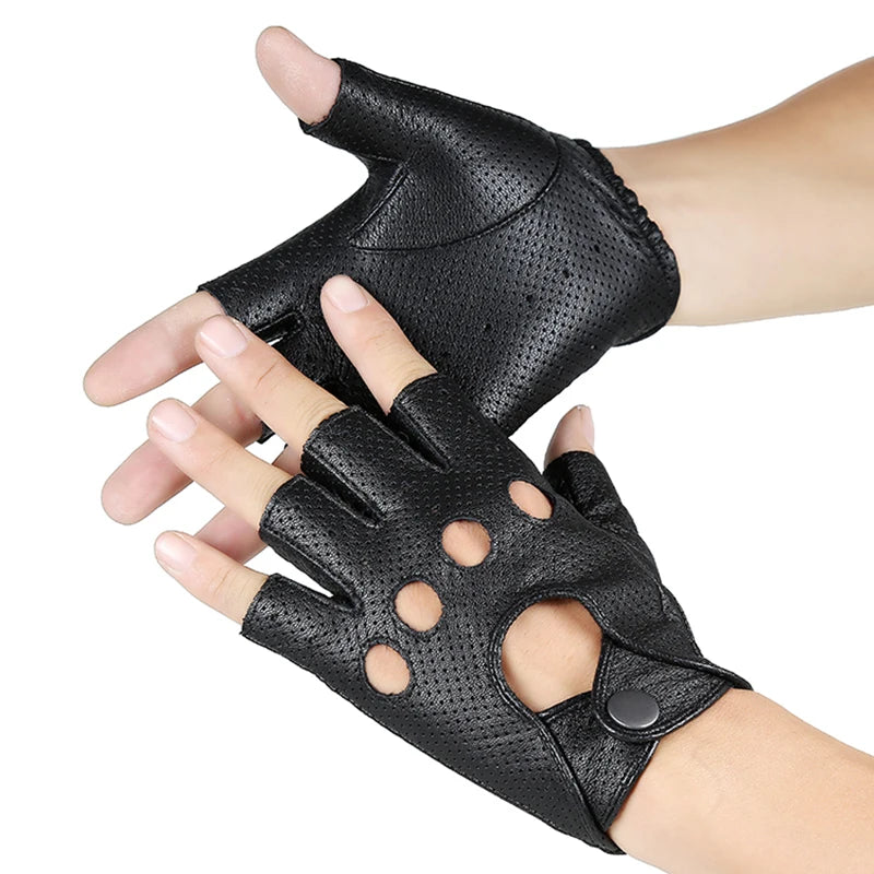 Genuine Leather Gloves Semi-Finger Spring And Summer Sunscreen Thin Breathable Slip-Resistant Hip-Hop Semi-Finger Fitness Gloves