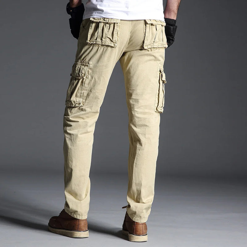 Cargo Pants for Men Black Military Pants Green Army Side Many Pockets Trousers Male
