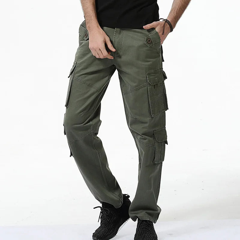 Men Cargo Pants Loose Fit Multi Pocket Cotton Causal Cargo Pants Full Length