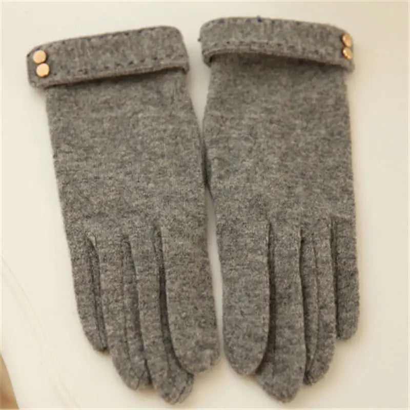 Autumn Winter Women Knitted Wool Gloves Touch Screen Leopard Solid Keep Warm Five Fingers Elegant Lady Glove