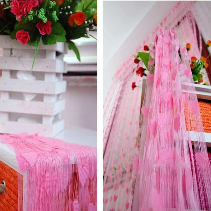 100x200cm Heart Pattern Curtain for Living Room Bedroom Door Window Valances Scarf Wedding DIY Home Decoration