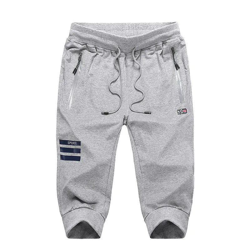 Men's Length Pants Solid Casual Stretch Cropped Pants Men Jogging Pants