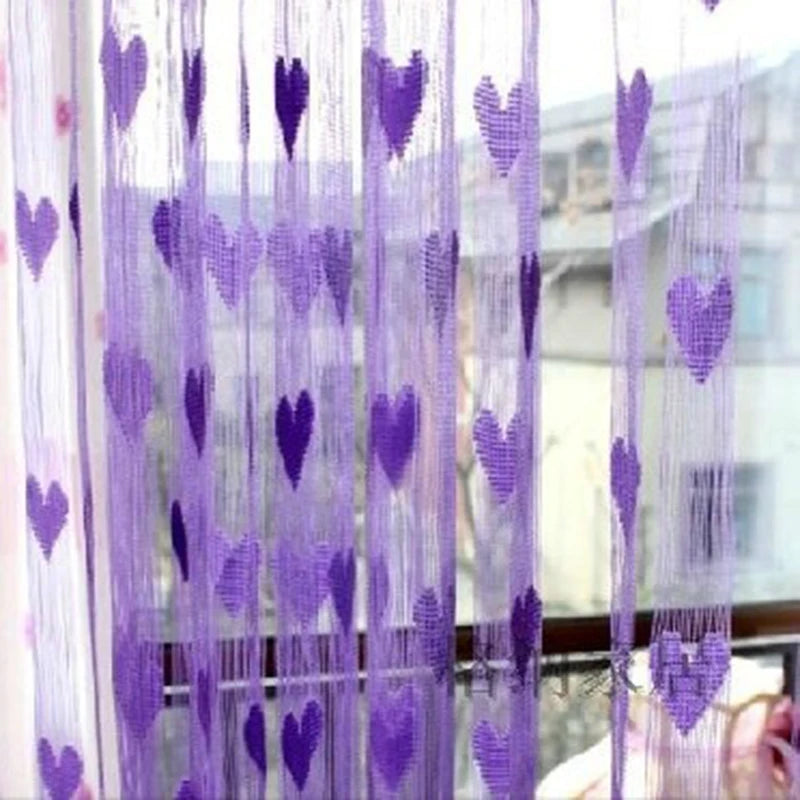 100x200cm Heart Pattern Curtain for Living Room Bedroom Door Window Valances Scarf Wedding DIY Home Decoration