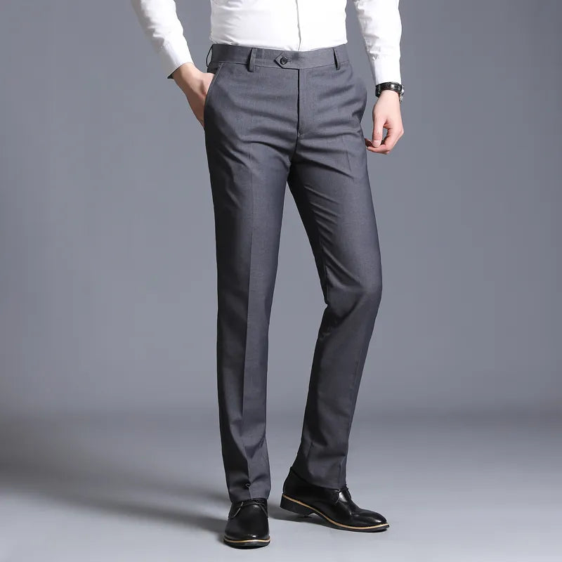 Boutique Solid Mens Casual Business Suit Pants Male Thin Trousers Groom Wedding Dress Ball Formal Suit Pants