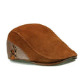 Genuine Leather Caps Beret Man Casual Fitted Duckbill Hats Male