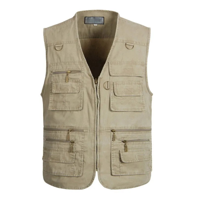 Spring Autumn Men Big Large Size Multi Pockets Photography Cameraman Director Tactical Vests Outdoor Fishing Hunting Waistcoat