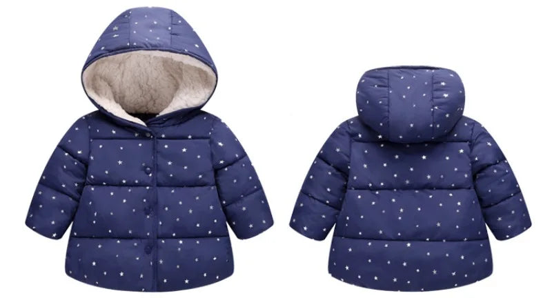 Winter Jacket for Girls Children Winter Outerwear Girl Coat Kids Warm Thick Hooded Star Down Coats For Teenage Snowsuits