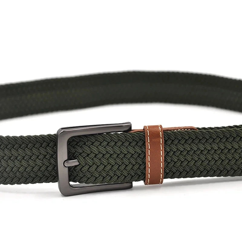 Men Woven Braided Fabric Comfort Stretch Casual Belts