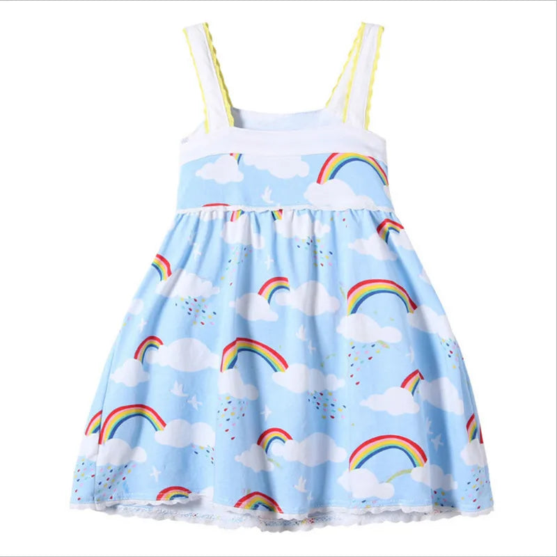 Sling kids girls dresses Rainbow Cloud Summer Baby Girls Sleeveless Dress Cotton Children Clothing Fashion frock