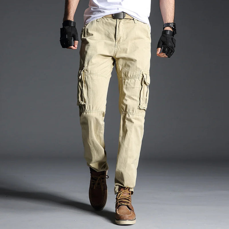 Cargo Pants for Men Black Military Pants Green Army Side Many Pockets Trousers Male