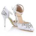 White pearl Bridal Wedding shoes Women Summer Sandals woman real leather 10cm heel shoes