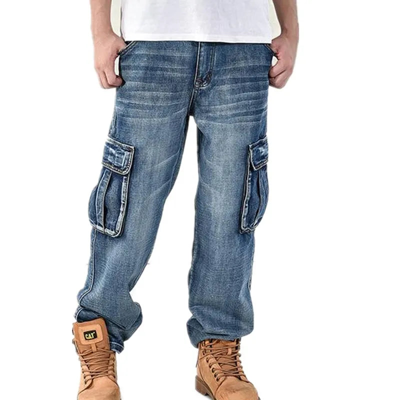 Trend Jeans Man Denim Pants Autumn Winter Trousers Loose Fertilizer Men