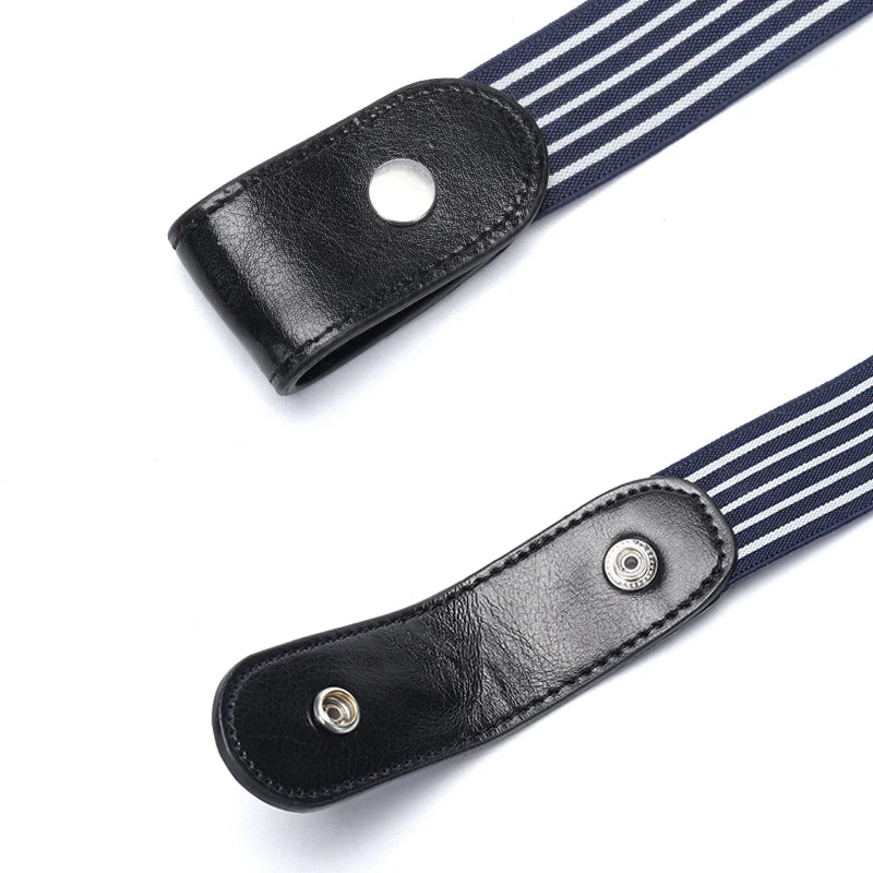 Elastic Belt for Men and Women Adjustable Stretch Leather Belt Buckle