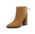 Block heel women Boots Winter short plush insole Flock ankle boots for woman