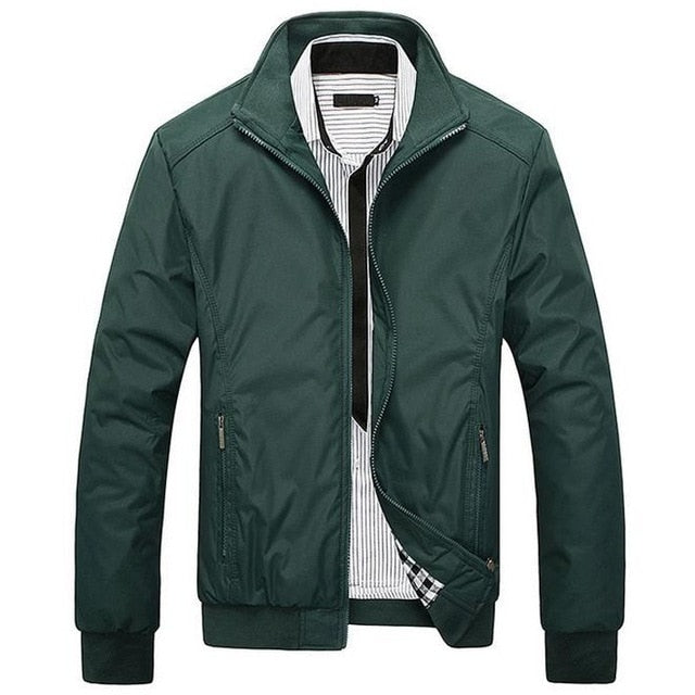 Spring Autumn Casual Mens Jackets Clothing Stand Collar Bomber Jacket Male Outerwear